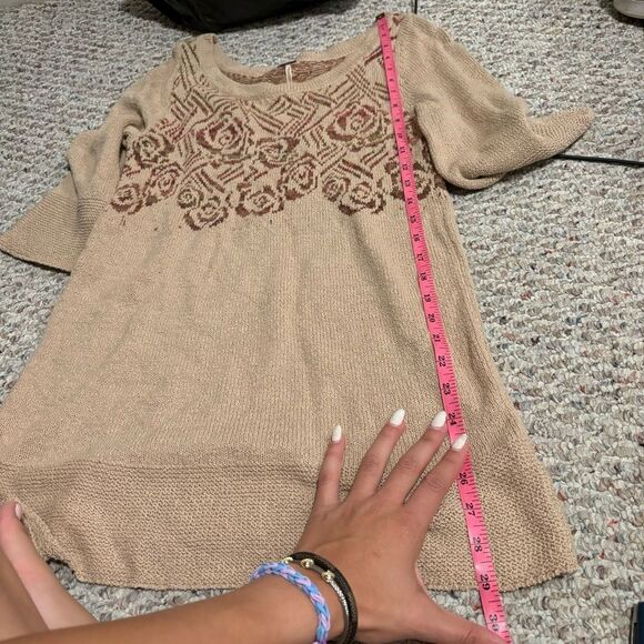 Free People Desert Rose Boho Wool Knit Bell Sleeve Sweater Y2K Tunic- Size XS - Picture 7 of 9